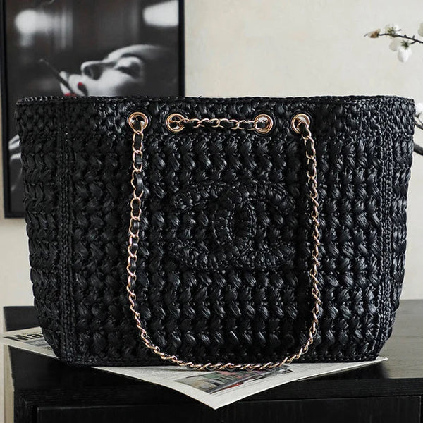 CC 26s Coco Beach Shopping Bag 35cm Black Raffia