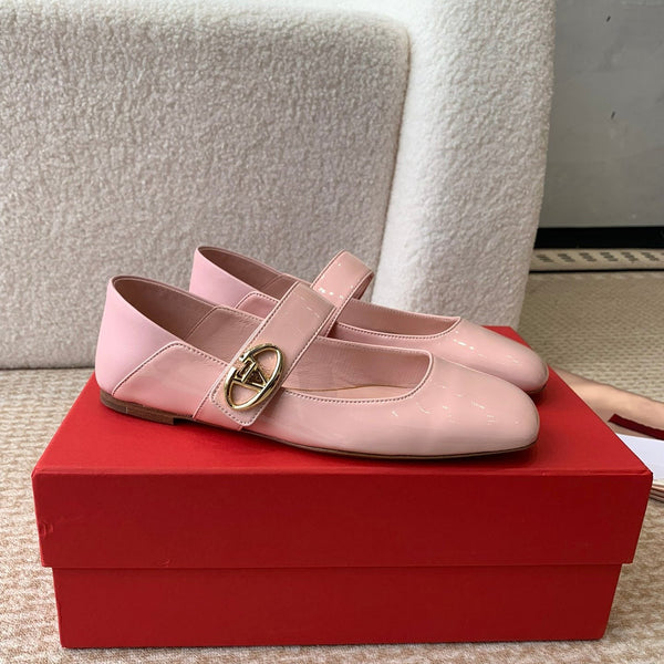 VL Locker Mary-Jane Ballerina In Pink Calfskin