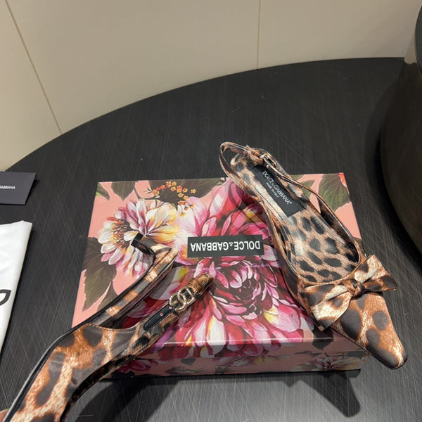 DC 25 Bow Slingback Pumps 35mm Leopard-Print Satin And Sheepskin 381618