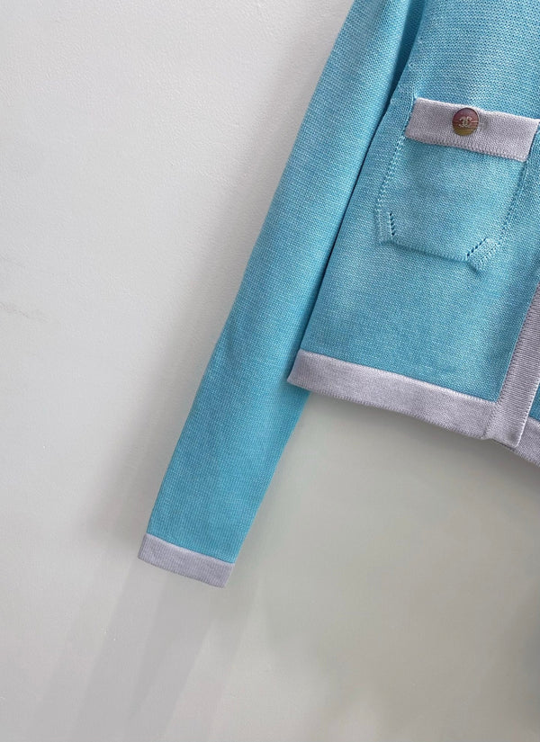 CC 26s Cropped Cardigan Lavender Pastel Blue Wool 423121