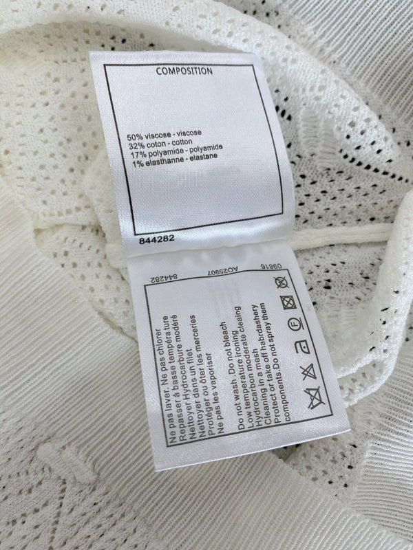 CC 26s V-Neck Textured Knit Cardigan Cotton Viscose 423131