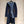 CD Hooded Long Coat Navy Blue Wool Silk