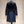 CD Hooded Long Coat Navy Blue Wool Silk