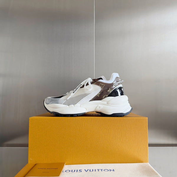LV Run 55 Sneaker 55mm White Mix Brown Black Monogram Polyester Mesh Fabric