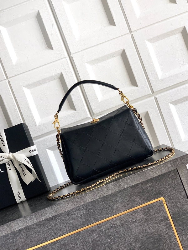 CC 26s Boho Mini Top Closure Bag Black Lambskin