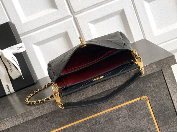 CC 26s Boho Mini Top Closure Bag Black Lambskin