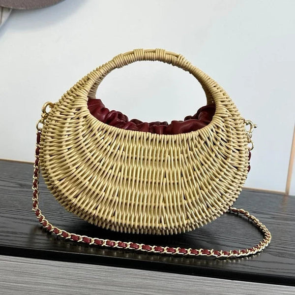 CC 26s Structured Basket Bag Beige Wicker Leather