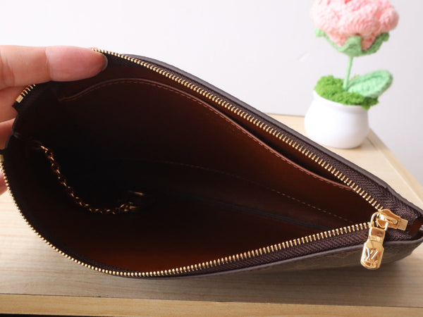 LV Pochette Clés Medium 24cm Brown Monogram Canvas GHW