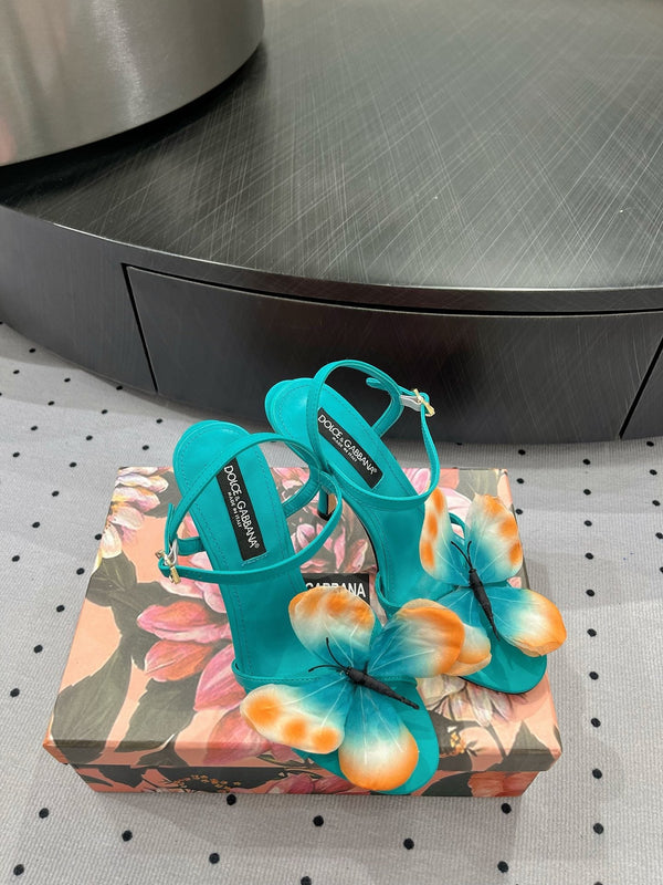 DC 24 Butterfly High Heel Blue Cowhide & Sheepskin 295968