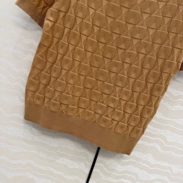 HM "Medor" Short-Sleeve Cardigan Brown Wool