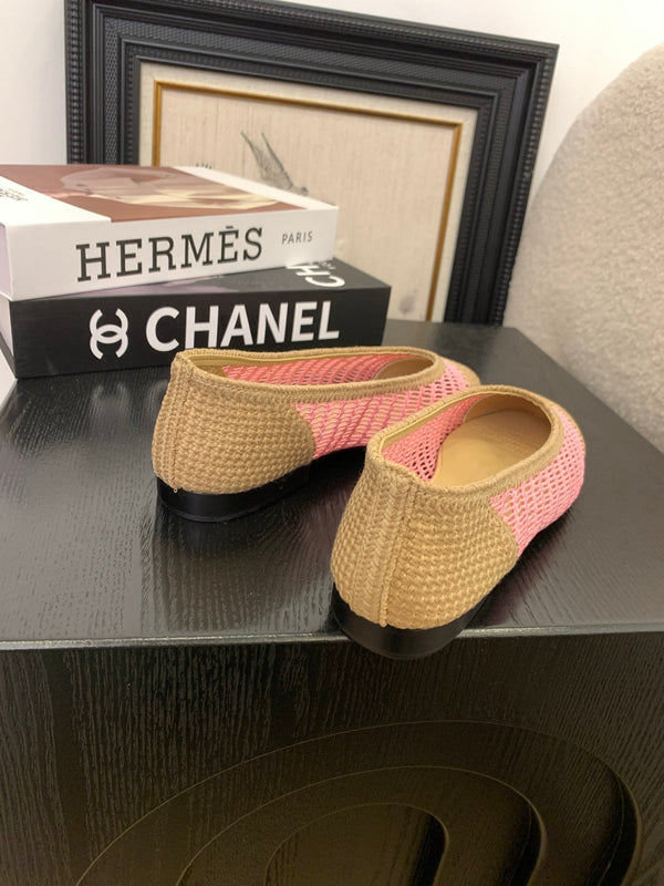 CC 25 Ballet Flat Beige Pink Raffia 277569