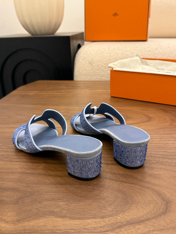 HM 26s Oasis Sandal Dusty Blue Suede With Crystals