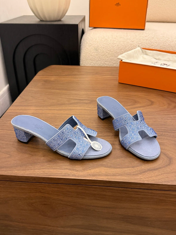 HM 26s Oasis Sandal Dusty Blue Suede With Crystals