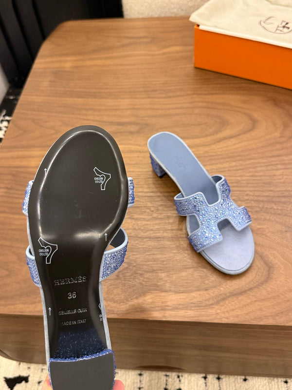 HM 26s Oasis Sandal Dusty Blue Suede With Crystals