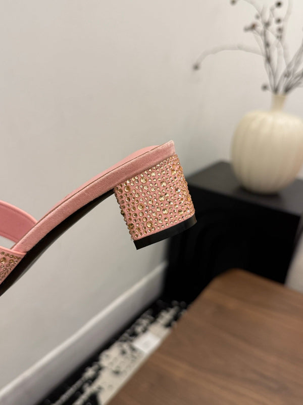 HM 26s Oasis Sandal Light Pink Suede With Crystals