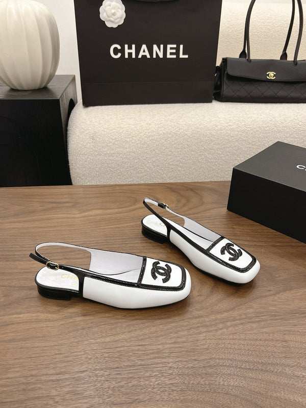 CC 26s Slingback Black White Lambskin Patent Leather 915317