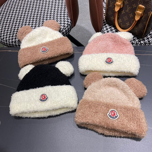 BEANIE HAT IN BEIGE MIX CAMEL BROWN WOOL AND RABBIT FUR 437687