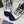 CC COMBAT BOOTS IN WHITE WRINKLED CALFSKIN AND BLACK GROSGRAIN WITH FAUX PEARL