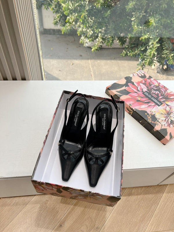 DC 25 Satin Slingbacks Black Cowhide & Sheepskin 962754