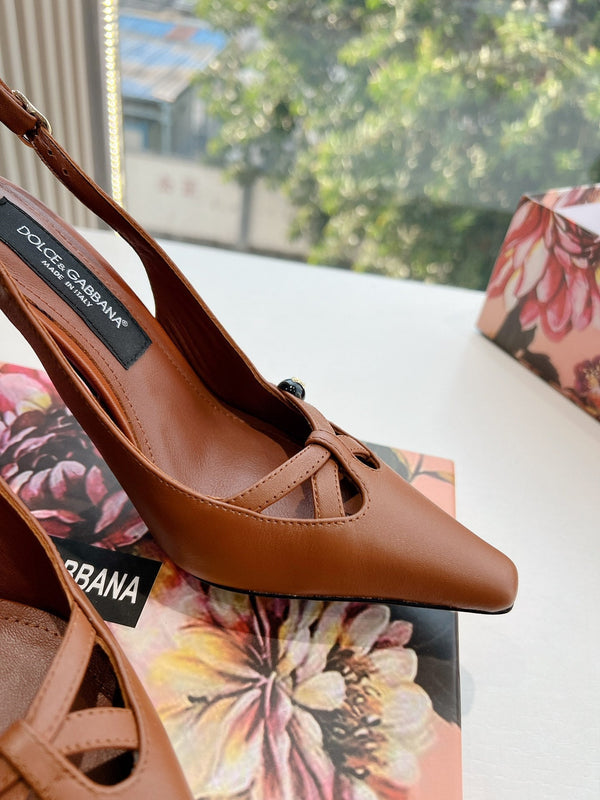 DC 25 Satin Slingbacks Brown Cowhide & Sheepskin 962755