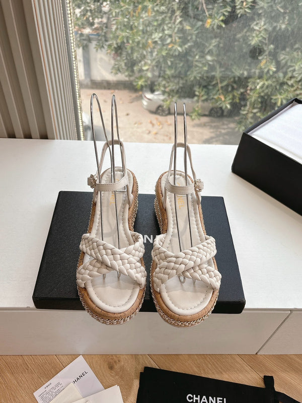 CC Mules Sandals Cream 6cm Lambskin 202886