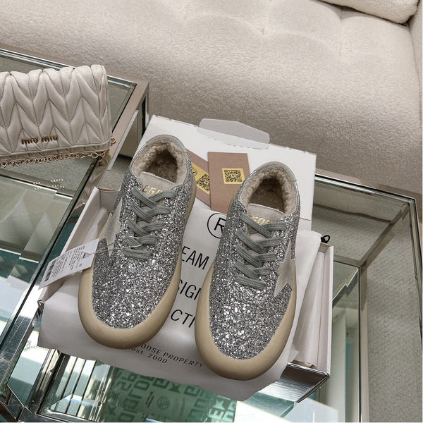 SPACE-STAR CUBE SNEAKERS IN SILVER GLITTER WITH GREY STAR