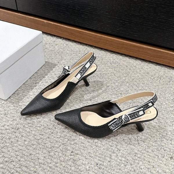 cd slingback 65 black raffia lambskin