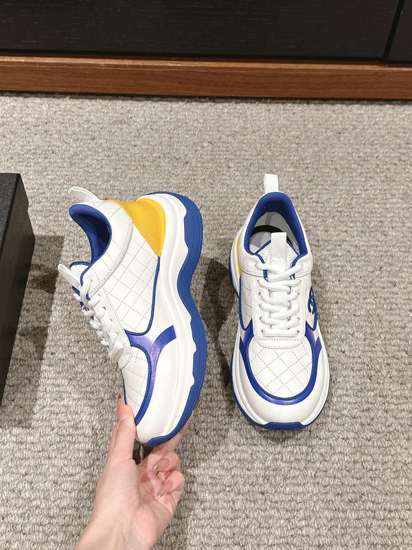 CC CLASSIC SNEAKER IN WHITE MIX COBALT BLUE LAMBSKIN