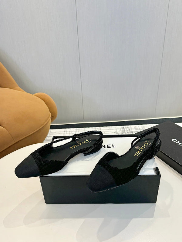 cc 25c slingback flat black tweed black grosgrain 233606