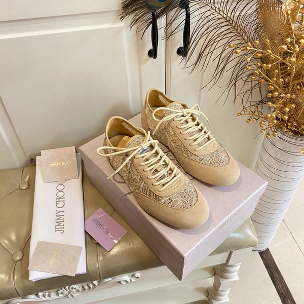 Jimmy Choo Sunny F Sneaker Beige Lace Leather 688247