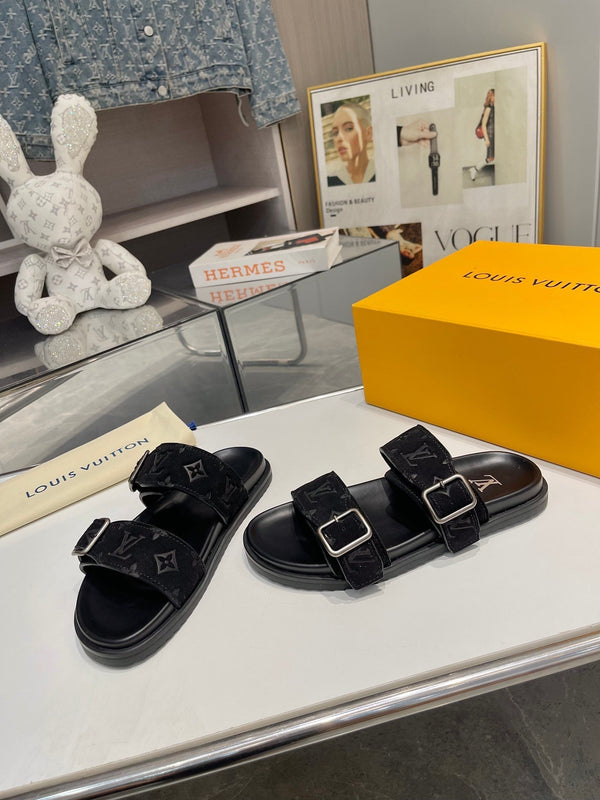 LV Venice Mule Black Suede Sheepskin 626702