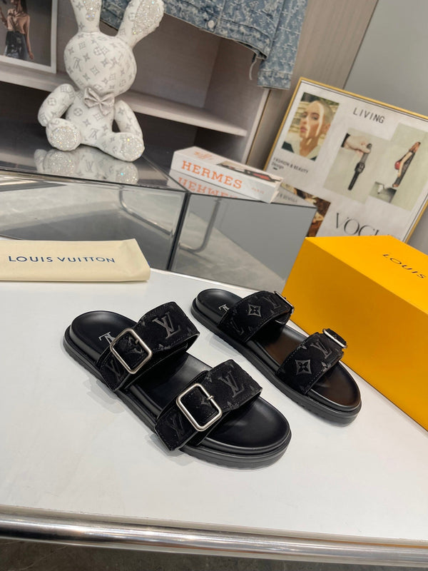 LV Venice Mule Black Suede Sheepskin 626702