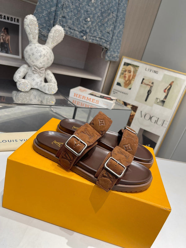 LV Venice Mule Dark Brown Suede Sheepskin 626703