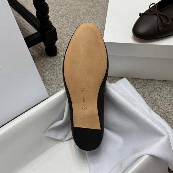 The Row Ballet Flats Bow Dark Brown Cowhide 290729