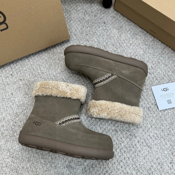 UGG 25ss Ankle Boots Muted Grey Sheep Fur Suede 523104