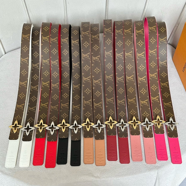 LV Flowergram 30mm Reversible Belt Gold Buckle Black Brown Leather