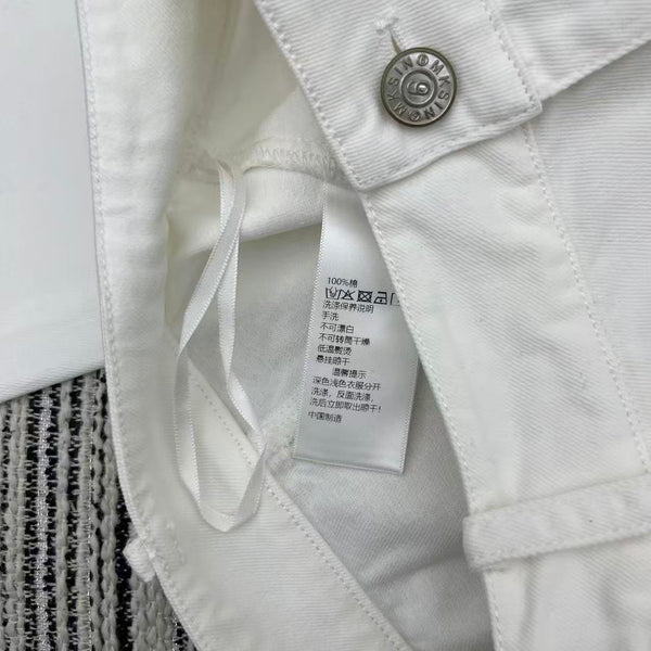 MM6 Curved Blade Cargo Pants White Cotton 387965