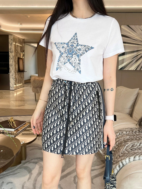 Dior 25C Embroidered T-shirt mix Skirt Dior Monagram 228675