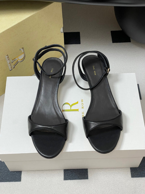 The Row 25S Strap High Heel Sandals 35mm Black Sheepskin 286200