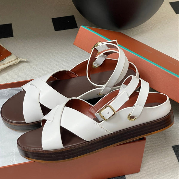 LP Sandal White Brown Cowhide 312171