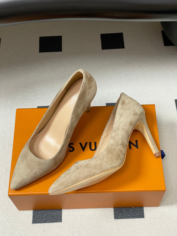 LV GALA High Heels Flats Series 85mm Beige  Suede 534539