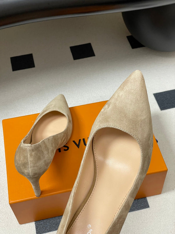 LV GALA High Heels Flats Series 85mm Beige  Suede 534539