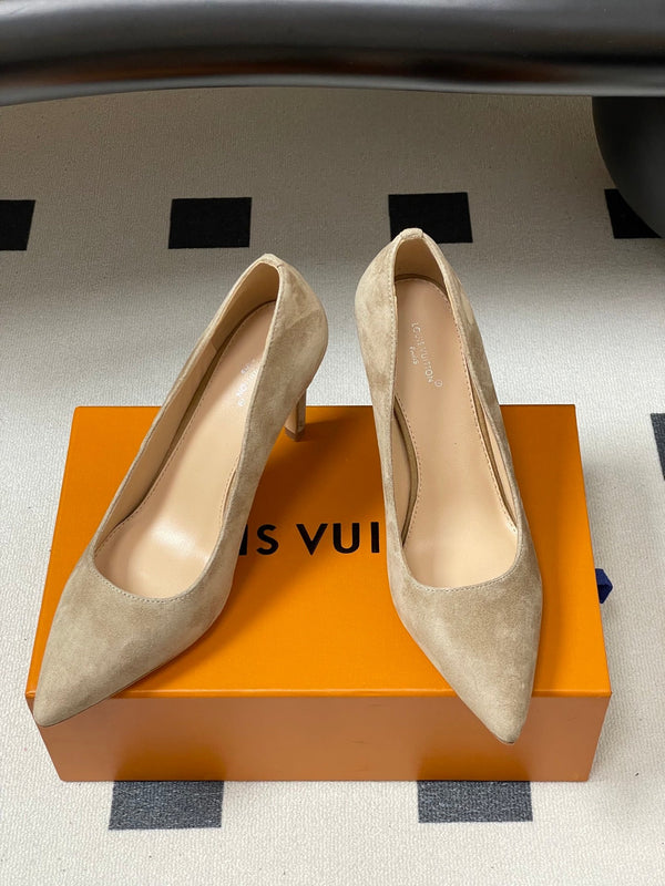 LV GALA High Heels Flats Series 85mm Beige  Suede 534539