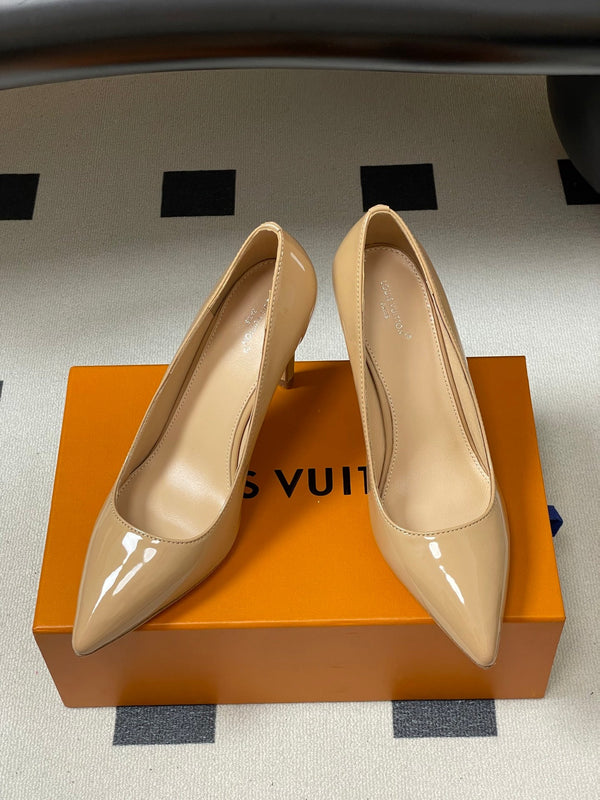 LV GALA High Heels Series Shoes 85mm  Patent Leather Beige534541