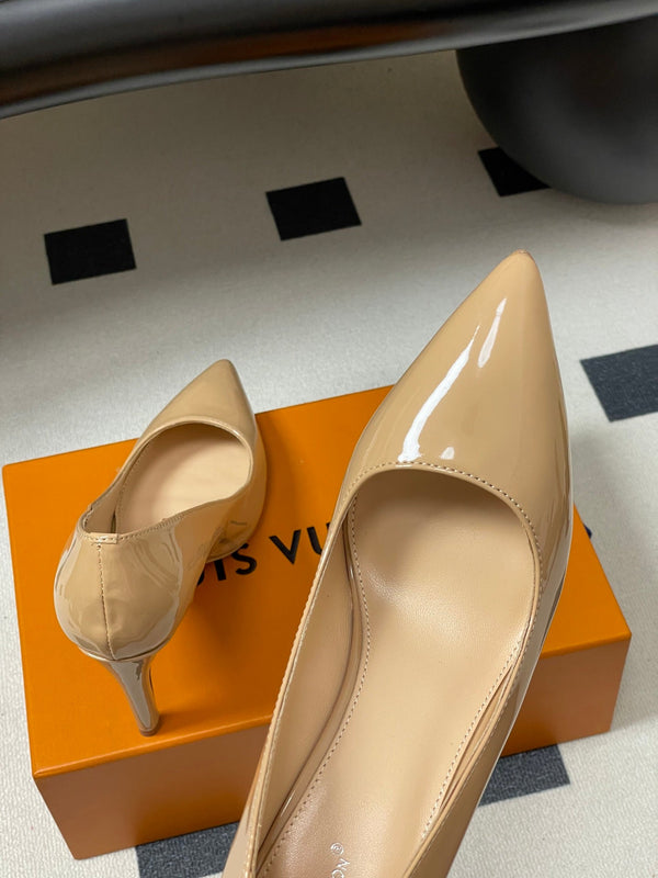 LV GALA High Heels Series Shoes 85mm  Patent Leather Beige534541