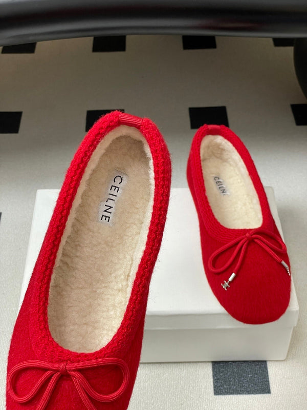 CL 26s Ballet Flats In Red Wool With Bow Style 3