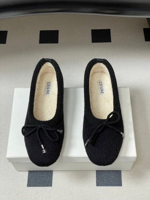 CL 26s Ballet Flats In Black Wool With Bow Style 1