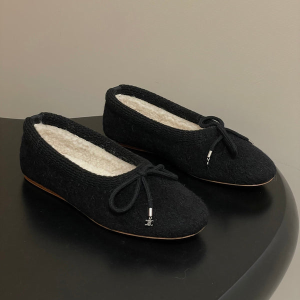 CL 26s Ballet Flats In Black Wool With Bow Style 1