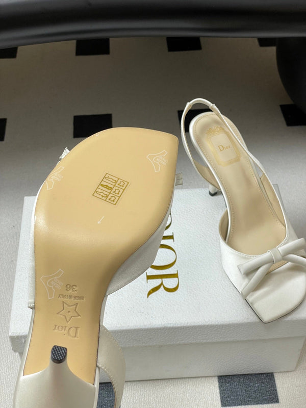 CD 26 Slingback 85 White Leather Silk 593605