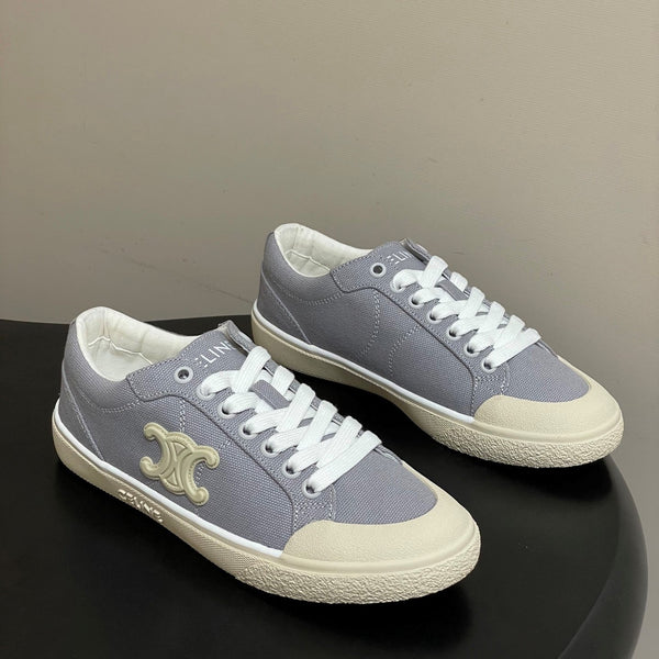 Celine Alan Sneakers Grey Ivory Canvas Rubber 701715